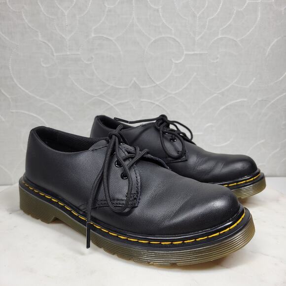 Dr Martens Derby Shoes Kids 2 Black Leather Lace Up‎ Chunky - Picture 8 of 15